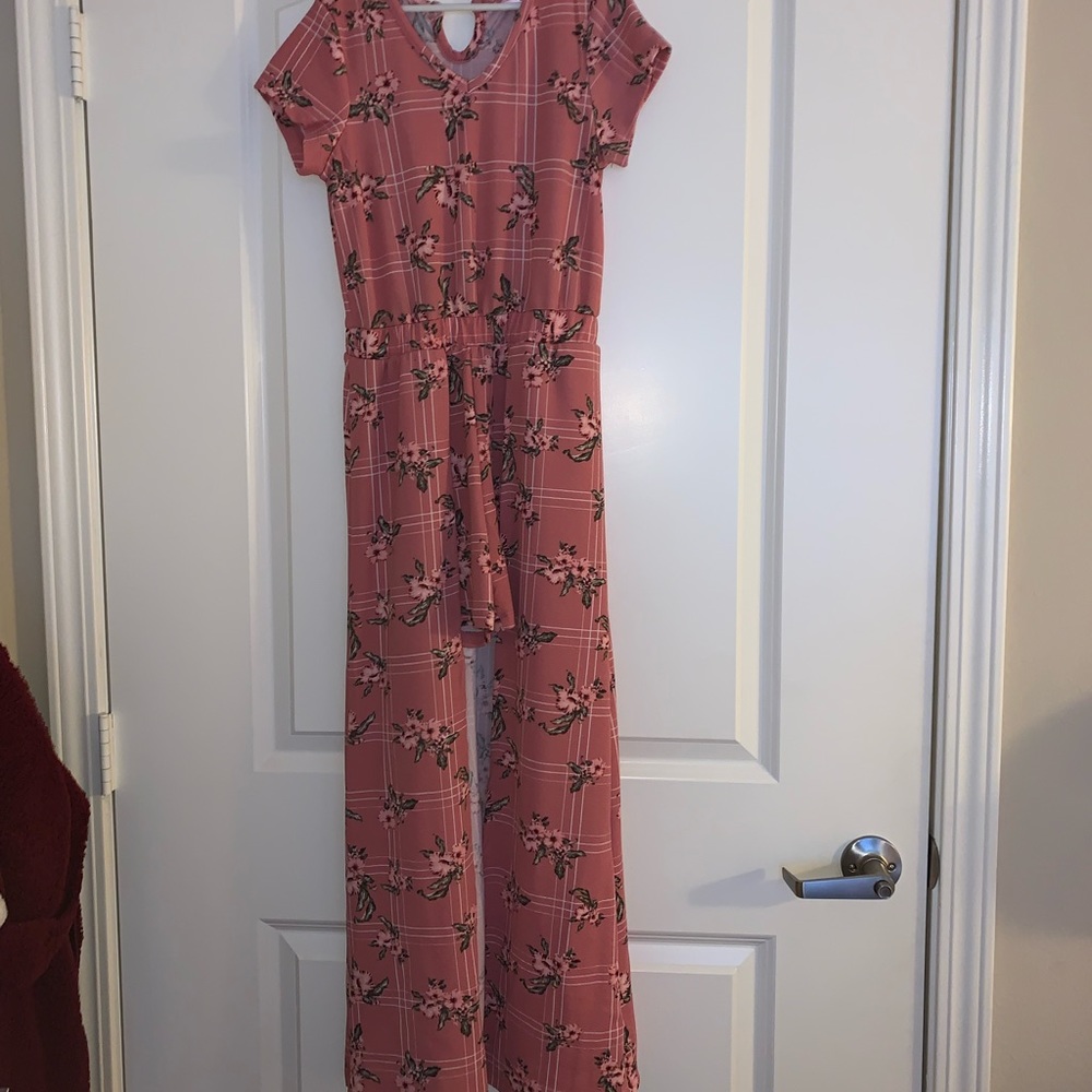 pink floral dress with shorts